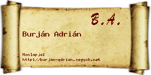 Burján Adrián névjegykártya